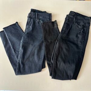 MOTHER Jeans Looker Ankle Fray Guilty As Sin & Blackbird Size 25